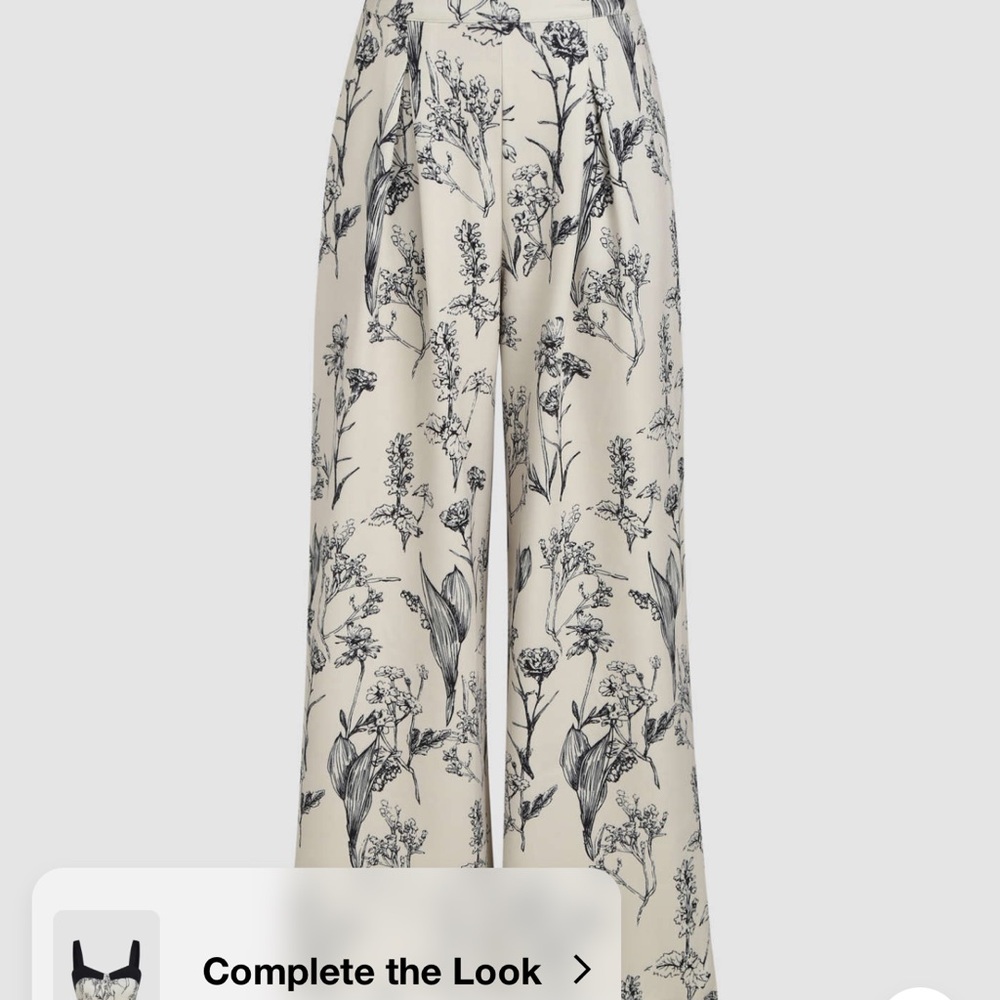 Cider Cream Wide-Leg Floral Print Pants